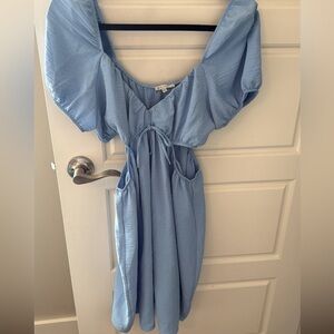 Light Blue Puff Sleeve Dress